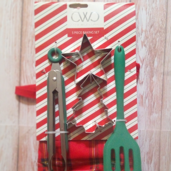 Cook with Color 5 Piece Baking Set 9inch tongs,Silicone Slotted Turner,Oven Mitt - Picture 2 of 2
